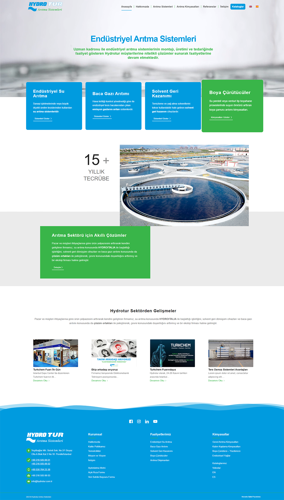 Hydrotur web sitesinin masaüstü ekran görüntüsü