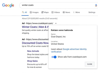 Google Ads Reklam Veren Onayı